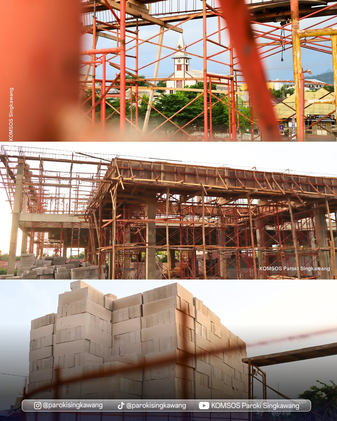 Progres pembangunan Gedung Paroki Santo Fransiskus Asisi Singkawang